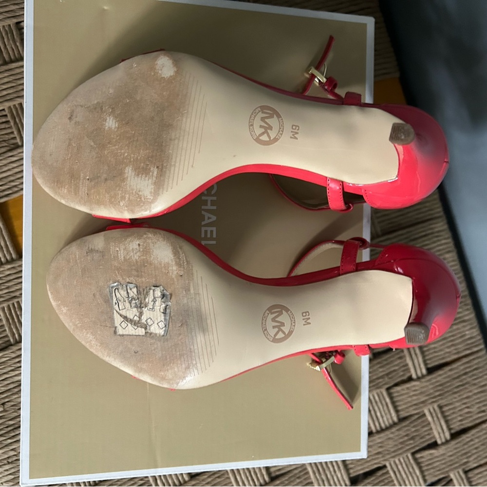 Michael Kors Coral/red/pink Stiletto Heels with Ankle Strap - Picture 6 of 6
